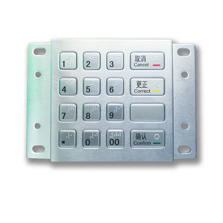 Kios Pembayaran ATM DES 3DES Encrypted Metal EPP Pin Pad Dengan 16 Tombol Braille USB