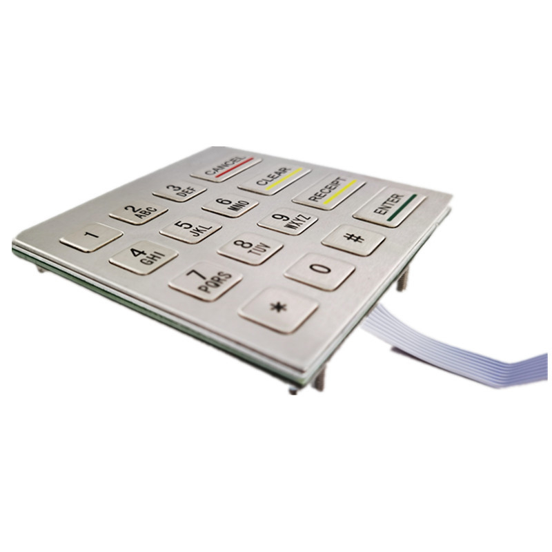 Panel Mounting Self Service Kios Stainless Steel Keypad Numerik Logam 4x4 Dengan 16 Tombol