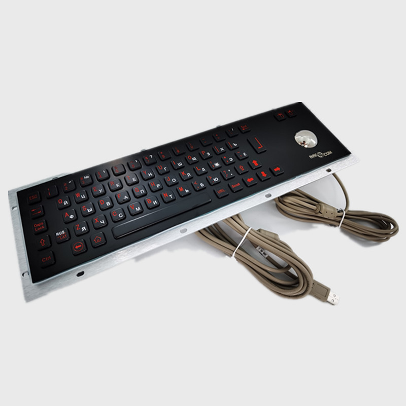 Warna Hitam IP65 IK07 Self Service Kios Keyboard Stainless Steel Dengan Trackball