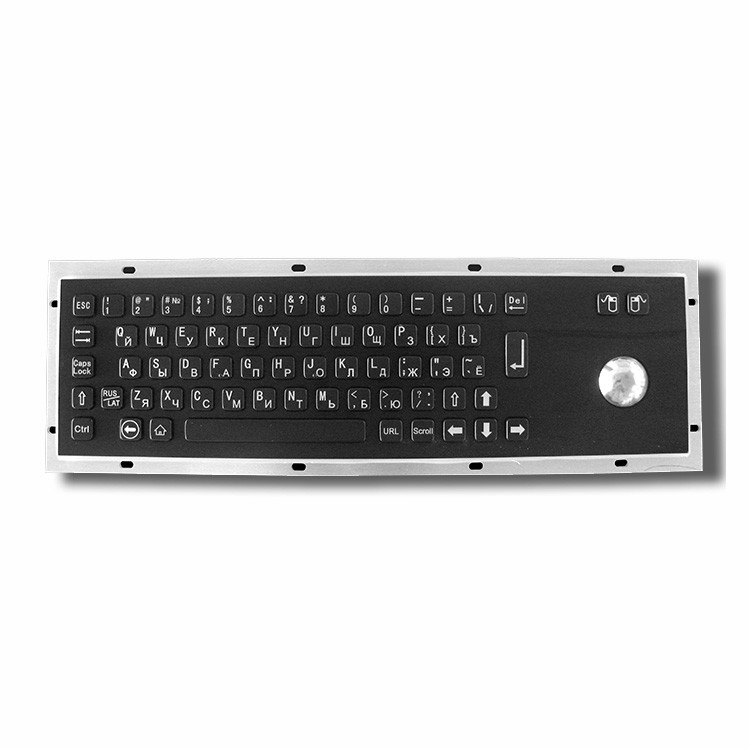 Warna Hitam IP65 IK07 Self Service Kios Keyboard Stainless Steel Dengan Trackball