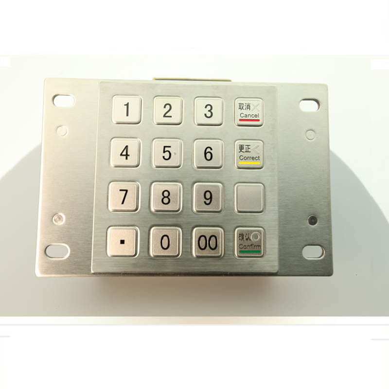 Kios Pembayaran DES 3DES Tahan Air Logam Stainless Steel Keypad EPP Pin Dengan 16 Tombol