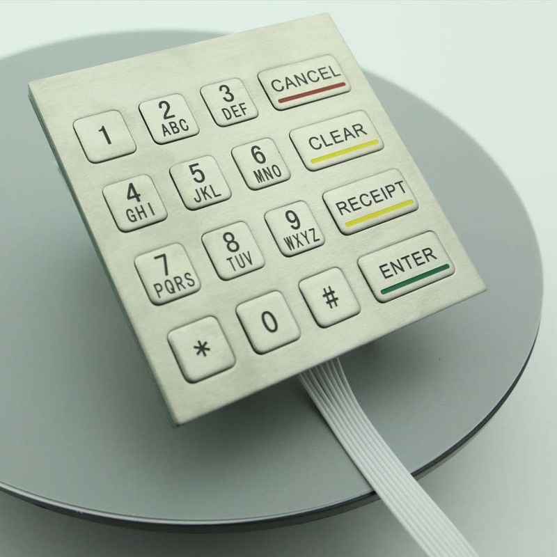 Self Service Kios Panel Stainless Steel Memasang Keypad Numerik Logam 4x4 Dengan 16 Tombol