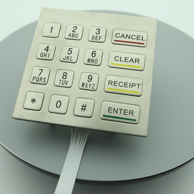 Self Service Kios Panel Stainless Steel Memasang Keypad Numerik Logam 4x4 Dengan 16 Tombol