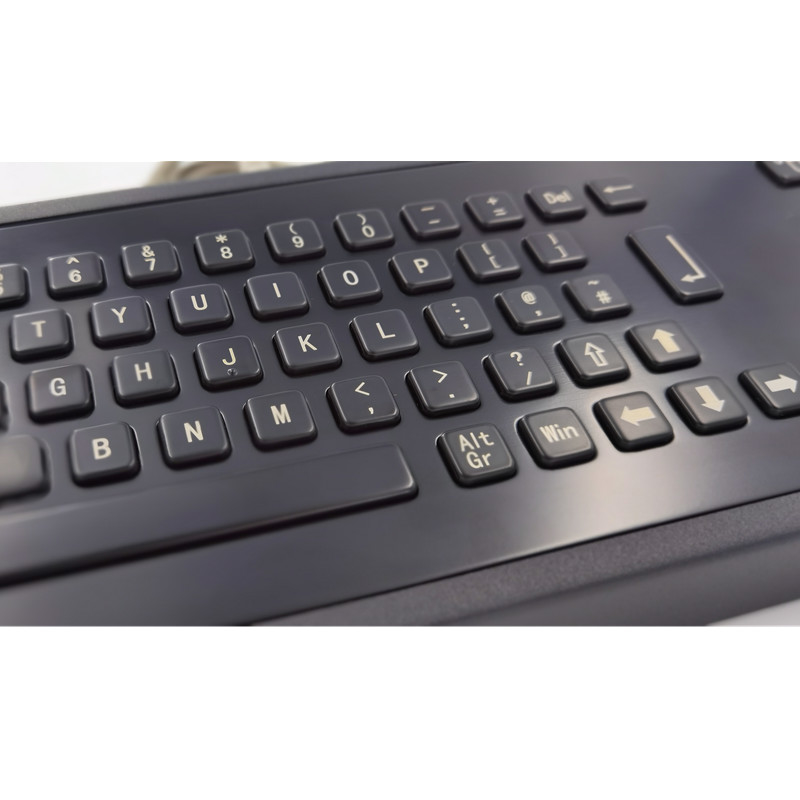 Warna Hitam Desktop IP65 Industrial Metal Keyboard Dengan Trackball 65 Keys