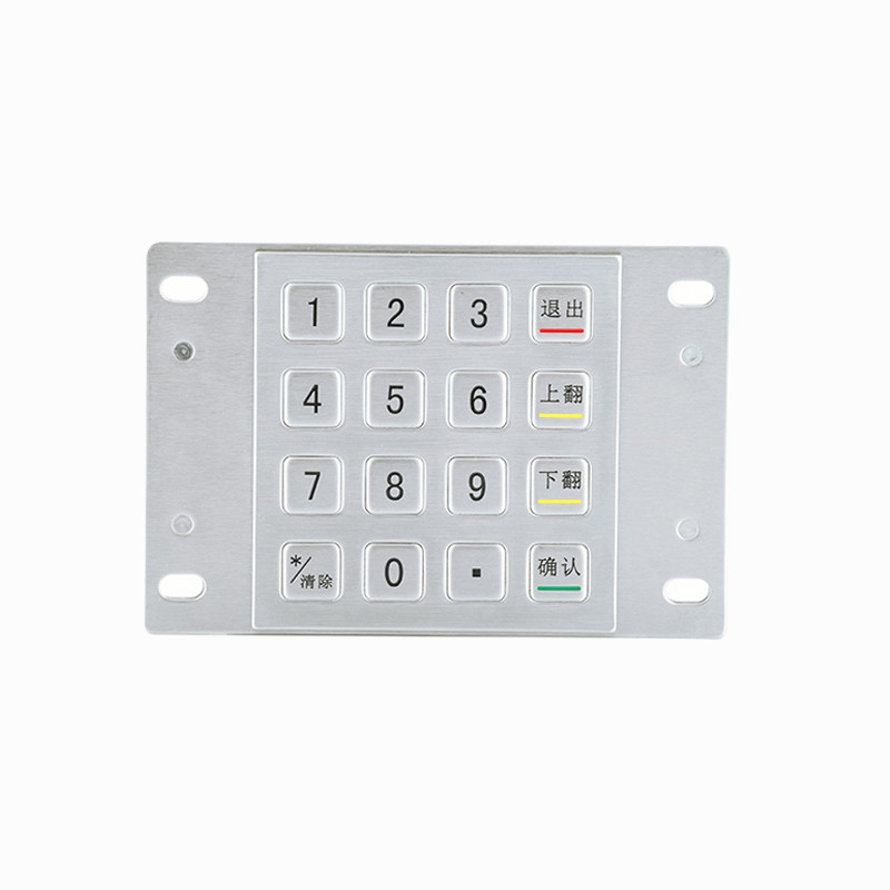 304 Mesin ATM Stainless Steel Pin Pad Kiosk Pembayaran IP65 Enkripsi Metal Keypad dengan 16 Kunci
