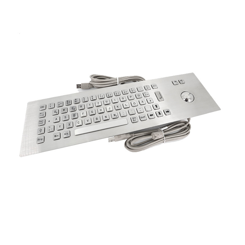 Self Service Kiosk 65 Kunci Panel Mounting Industrial IP65 Stainless Steel Metal Keyboard Dengan Trackball