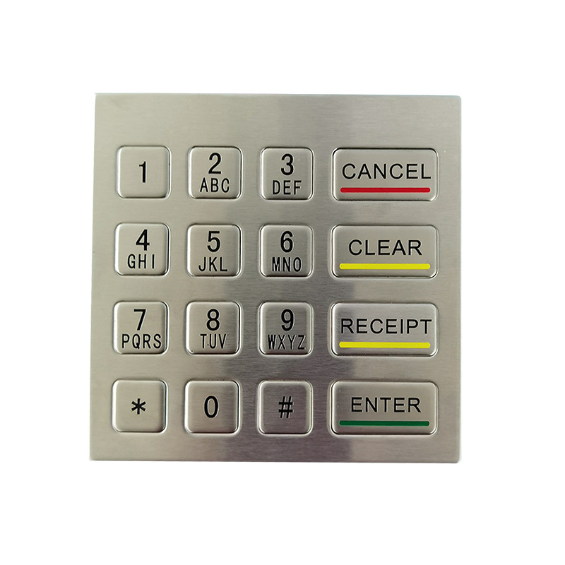 Baja tahan karat 16 Kunci Numerik Metal Keypad Dengan Sambungan Kabel USB Untuk Self Service Kiosk