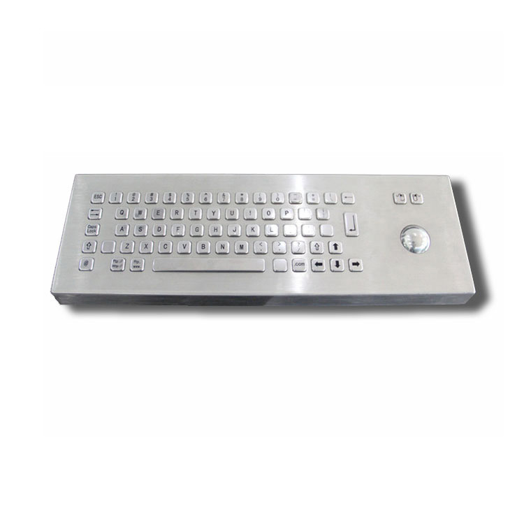 65 Kunci Desktop IK07 IP65 Stainless Steel Industrial Keyboard Dengan Trackball untuk Self Service Kiosk