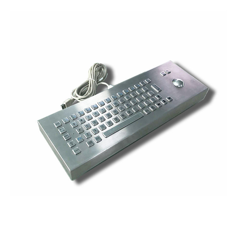 65 Kunci Desktop IK07 IP65 Stainless Steel Industrial Keyboard Dengan Trackball untuk Self Service Kiosk