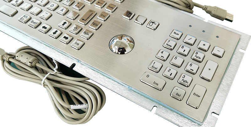 Perangkat Input Kiosk Self Service Keyboard Logam Baja Ringan Dengan Trackball Dan Keypad Numerik