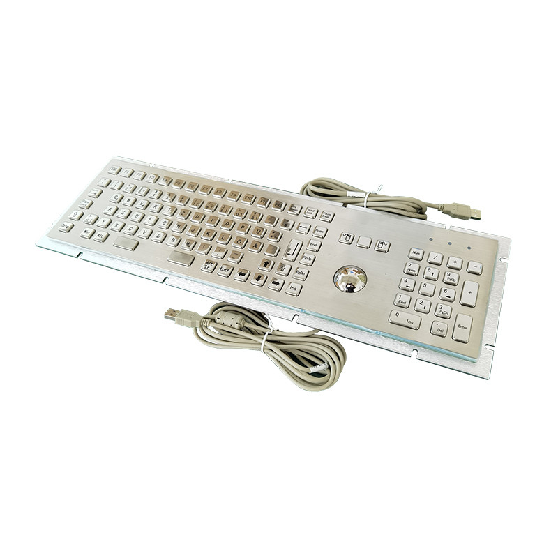 Perangkat Input Kiosk Self Service Keyboard Logam Baja Ringan Dengan Trackball Dan Keypad Numerik
