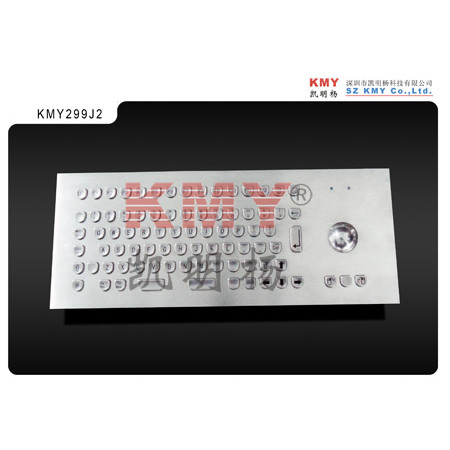 U Shape Keys Digital Signage Stainless Steel Tahan Debu Keyboard Logam Kios Dengan Metal Trackball